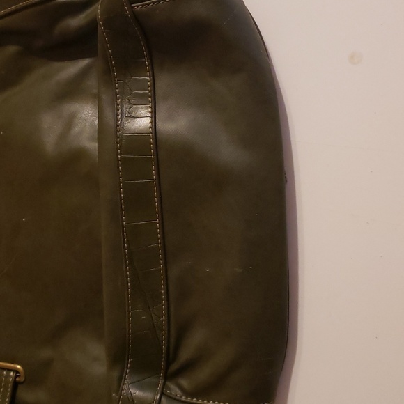 Tommy Hilfiger olive green leather hobo shoulder tote bag with tassel - Picture 6 of 8